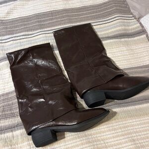 Dark Brown Heeled Mid-calf Boots for Women. Size 41